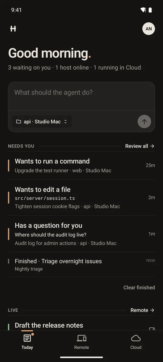 Haarness for Android: Today, with three requests waiting on you and a chat running on a computer